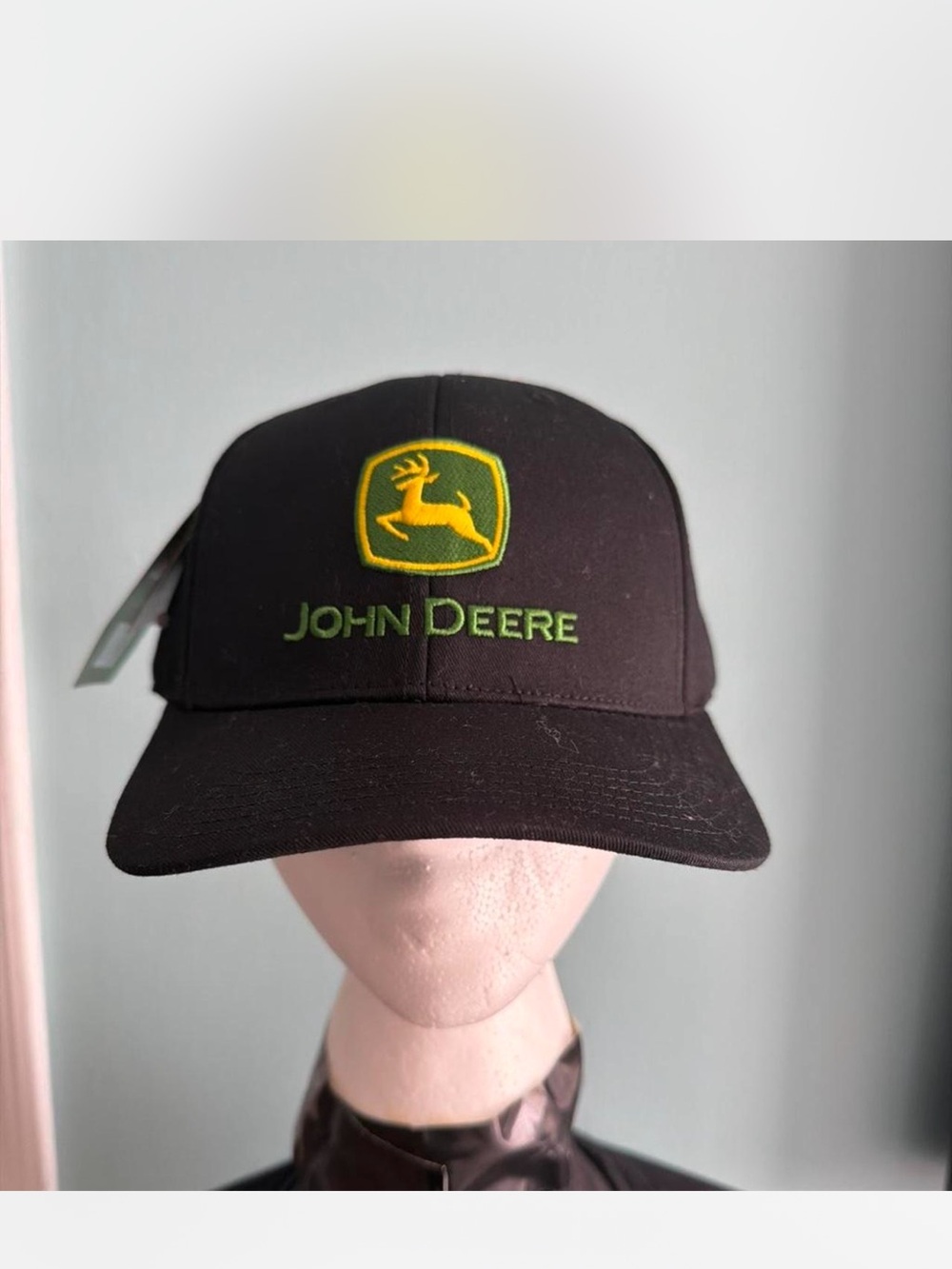 John Deere Black Cap with Yellow and Green Logo